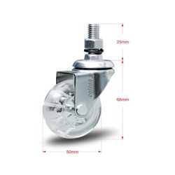 Rodízio Gel Giratório 50mm Com Rosca 3/8 pol Capacidade 40kg... - Santec