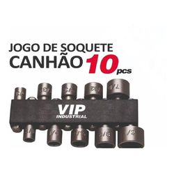 Jogo de Soquetes Canhão 5/32 a 1/2 pol com 10 Peças 901731 V... - Santec