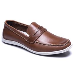 Mocassim Masculino Clássico Em Couro Látego Carame... - SAPATO CLICK