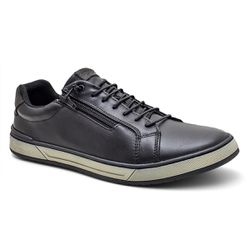 Tênis Sapatênis Masculino Couro Preto Ziper Latera... - SAPATO CLICK