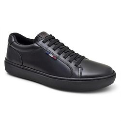 Tênis Masculino Em Couro Preto New Black 60402 - ... - SAPATO CLICK