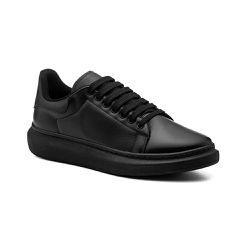 Tênis Masculino Preto Robusto Couro Ecológico Sola... - SAPATO CLICK