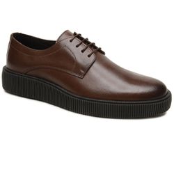 Sapato Casual Masculino de Amarrar de Couro Chocol... - SAPATO CLICK