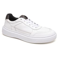 Tênis Masculino Em Couro Branco e Café - 670BWC-0... - SAPATO CLICK