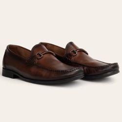 Sapato Mocassim Penny Loafer Com Metal Castanho - Sapataria Cometa