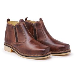 Botina Masculina Couro Legítimo Zíper Bota Cano Curto