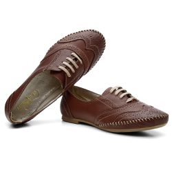 Sapato Oxford Feminino Confort Chocolate - 15360k - SAPATO BRANCO CIA