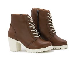 Bota Coturno Feminina Caramelo - 18500 - SAPATO BRANCO CIA