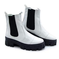 Bota Coturno Tratorado Branca Cano Curto - 29000 - SAPATO BRANCO CIA