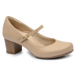 Scarpin Salto Bloco Nude - 710BL-21 - SAPATO BRANCO CIA