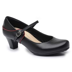 Scarpin Preto com detalhe em Vivo Vermelho - 715BV... - SAPATO BRANCO CIA