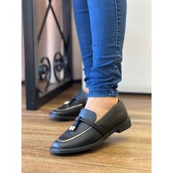 Mocassim Preto Penduricalho - FIL808 - Talline Sapatilhas Atacado