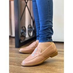  Mocassim baixo verniz Nude - FIL790 - Talline Sapatilhas Atacado