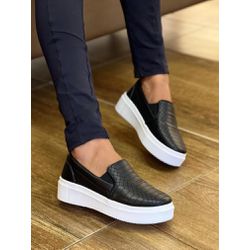 Slip On Costurado Preto - FIL796 - Talline Sapatilhas Atacado