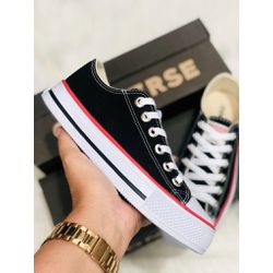 Tênis All Preto/Vermelho - FIL099 - Talline Sapatilhas Atacado