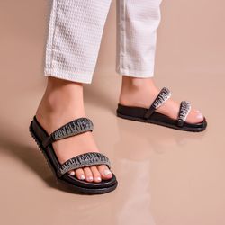 Papete Shine Preto Degrade - FIL263 - Talline Sapatilhas Atacado