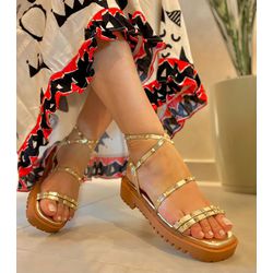 FLATFORM TRATORADA OURO TACHINHAS - FIL441 - Talline Sapatilhas Atacado