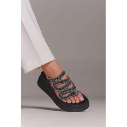 Flatform Cobra Luxo Preta NEW - FIL674 - Talline Sapatilhas Atacado