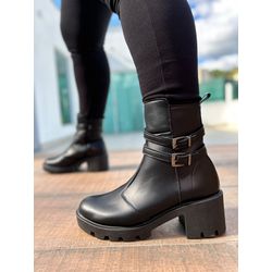 Bota Tratorada Preta Zíper - FIL762 - Talline Sapatilhas Atacado