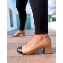 Salto Boneca Bicolor Nude/Preto - FIL760 - Talline Sapatilhas Atacado