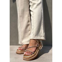 Flatform Cortiça Ouro Strass - FIL945 - Talline Sapatilhas Atacado