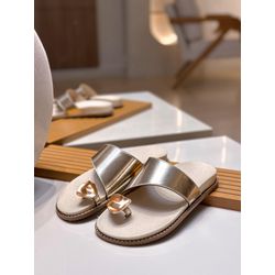 Papete Ouro Light com Detalhe Metalizado - FIL1252 - Talline Sapatilhas Atacado