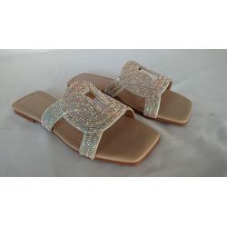 Rasteira Cobre Strass - FIL1234 - Talline Sapatilhas Atacado