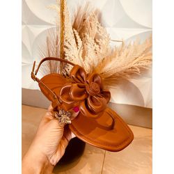 Rasteira Flor Caramelo - FIL1038 - Talline Sapatilhas Atacado