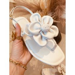 Rasteira Flor Off - FIL1036 - Talline Sapatilhas Atacado