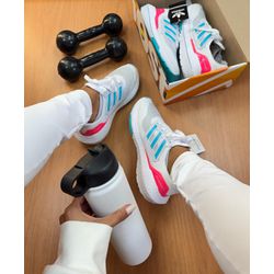 Tenis Ad Branco com Detalhe Azul e Rosa - FIL1119 - Talline Sapatilhas Atacado