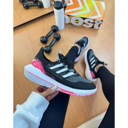 Tenis Ad Preto com Detalhe Branco e Rosa - FIL1117 - Talline Sapatilhas Atacado