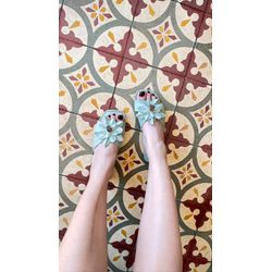 Rasteira Menta Flor de Luxo - FIL1203 - Talline Sapatilhas Atacado