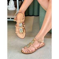 Rasteira Metal Luxe Nude - FIL1192 - Talline Sapatilhas Atacado