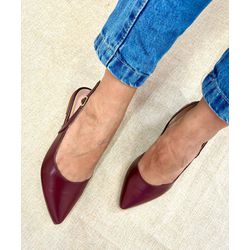 Mulle Marsala Bico Fino com Detalhe Fivela - STR02 - Talline Sapatilhas Atacado