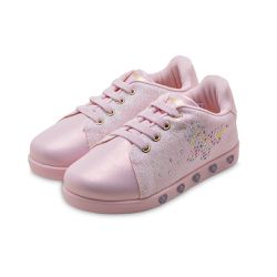 Tênis de Led Infantil Sneaker Luz com Glitter Fino e Borboleta Strass Pampili 165165 Rosa 1353