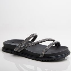 Sandália Birken com Tiras em Strass: Conforto e Estilo Premium | Sapato de Franca #ModaFeminina