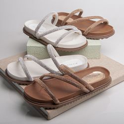 Sapato de Franca: Kit Birken Luxo com Strass - Imagem dos dois pares de sandálias