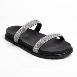 Sandália Birken BK02 Preta com Strass 2584 - SAPATO DE FRANCA