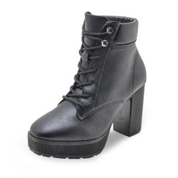 Bota Coturno Feminina Vizzano 3474206 Preta 1377 - SAPATO DE FRANCA