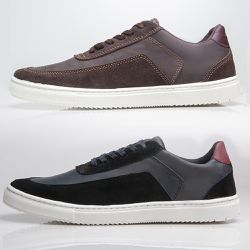 Combo 2 Tenis Em Couro Skeeter Preto Café 2199 - SAPATO DE FRANCA