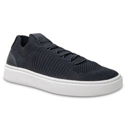 Tênis masculino Conforto e estilo 017 knit com detalhe em couro Preto 2409