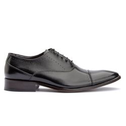 Sapato Oxford Masculino em Couro Preto - Sapatos de Franca