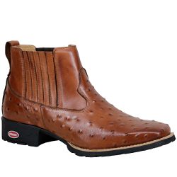 Botina West De Cano Curto Em Couro Legitimo Whisky... - Sapatos de Franca