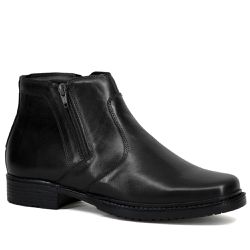 Botina Casual Conforto em Couro Preto Fechamento ... - Sapatos de Franca