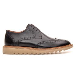 Sapato Brogue Masculino Tratorado Premium Preto - Sapatos de Franca