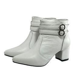 Bota Feminina Social Lirom Cano Curto Fivela Branc... - CALÇADOS LIROM