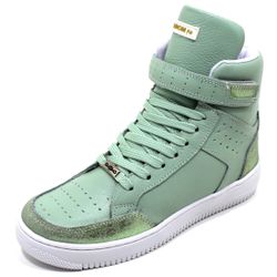 Tenis Feminino Sneakers Lirom Fit Em Couro Verde -... - CALÇADOS LIROM
