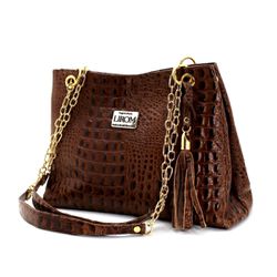 Bolsas Femininas Couro Legítimo Croco Lirom Alça C... - CALÇADOS LIROM