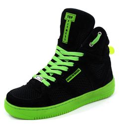 Tenis Sneakers Cano Alto Top Fitness Preto/Verde -... - CALÇADOS LIROM