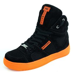 Tenis Sneakers Cano Alto Top Fitness Preto/Laranja... - CALÇADOS LIROM